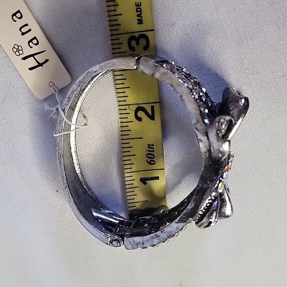 Silver Butterfly with AB CZ Crystals Clamper Hinge Bracelet - Picture 10 of 11